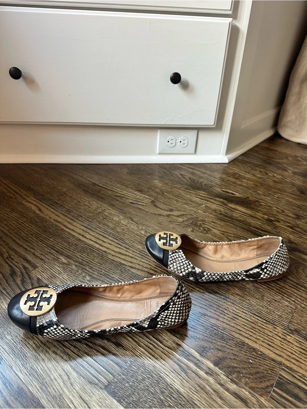 Tory Burch Snake-Print Ballet Flats